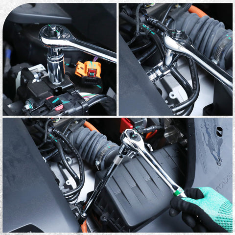 SK 20-piece adapter (1/4F-3/8M) enables mixed drive sockets.