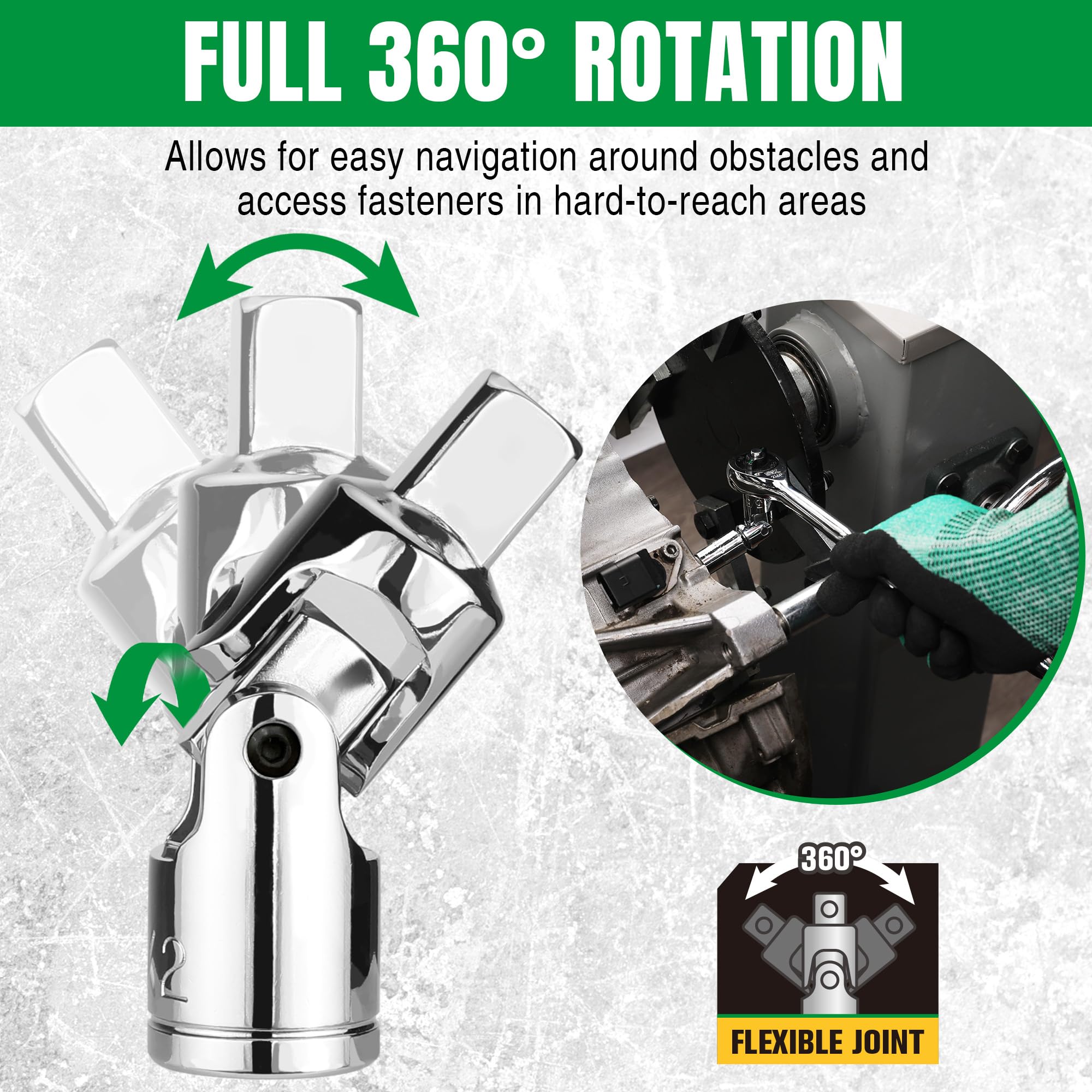 SK 20-piece universal joint (3/8in) for complex angles in tight spaces.