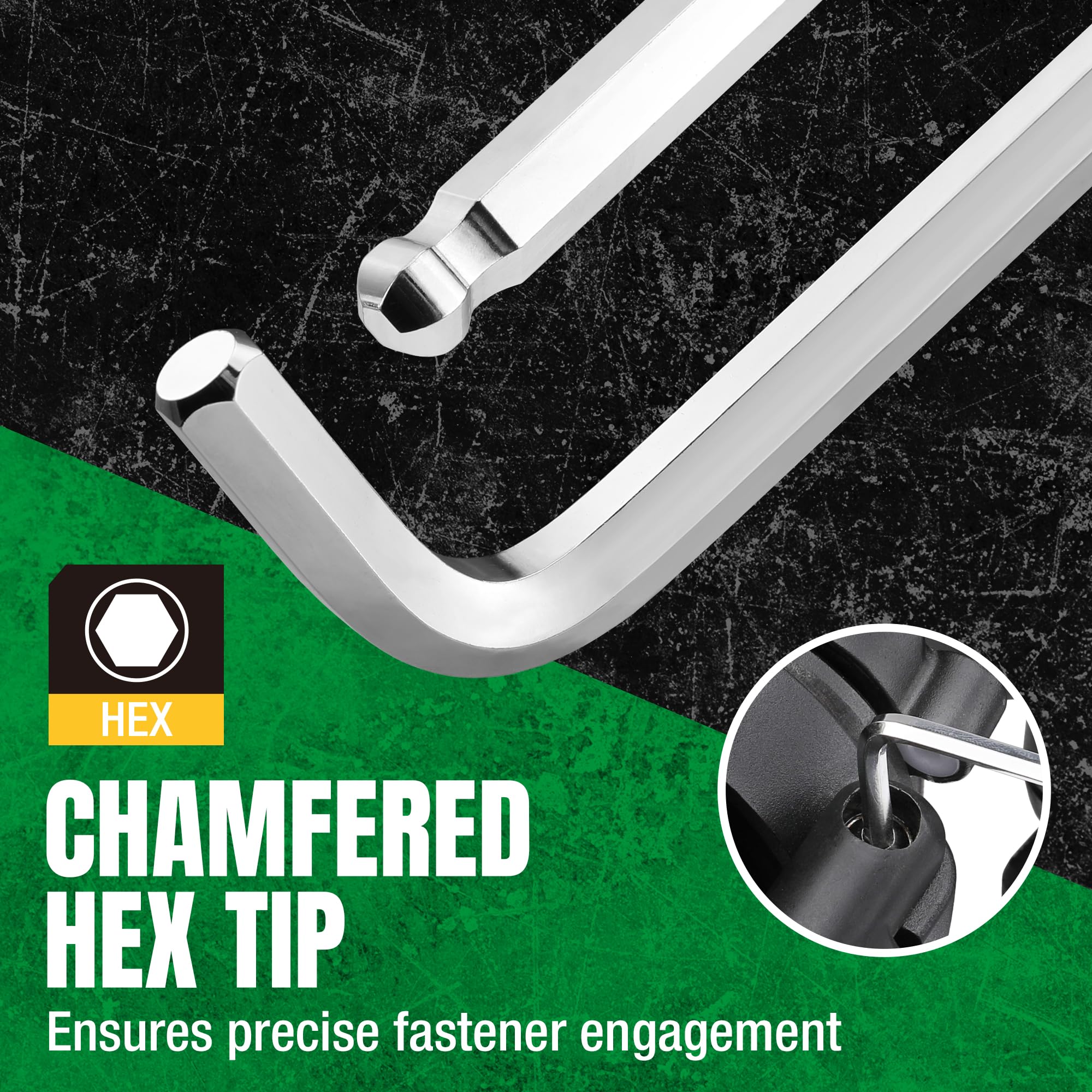 SK L-shaped long side offers extended reach and enhanced leverage for tough fasteners.