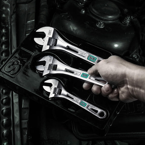 SK chrome-plated finish resists corrosion and cleans easily.
