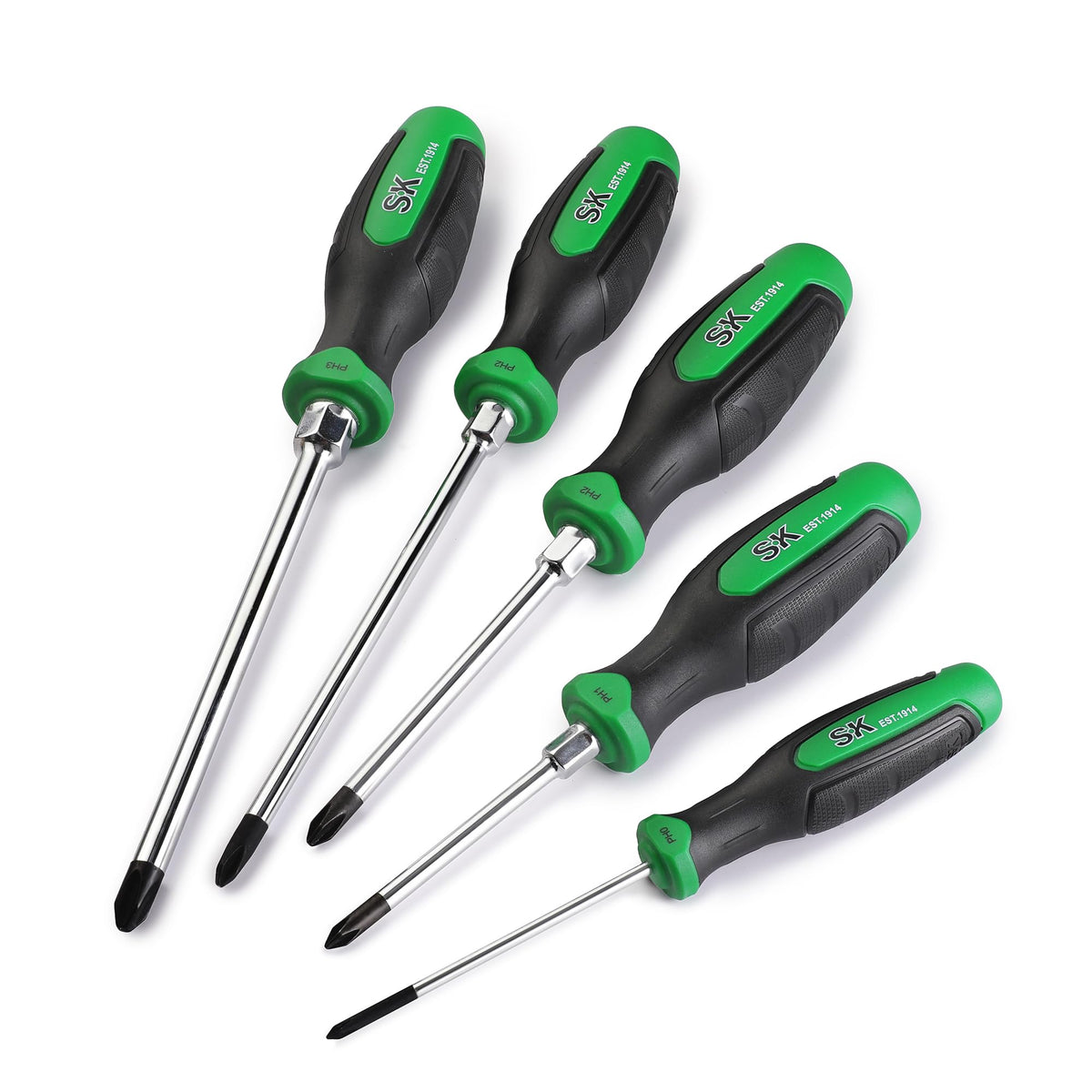 SK 5-Piece Phillips Screwdriver Set with magnetic tip for easy screw pickup.