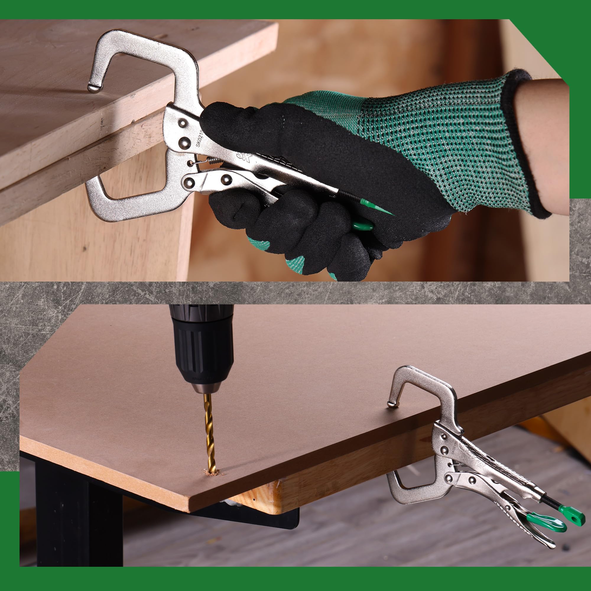 Trigger release enables quick, single-handed tool operation.