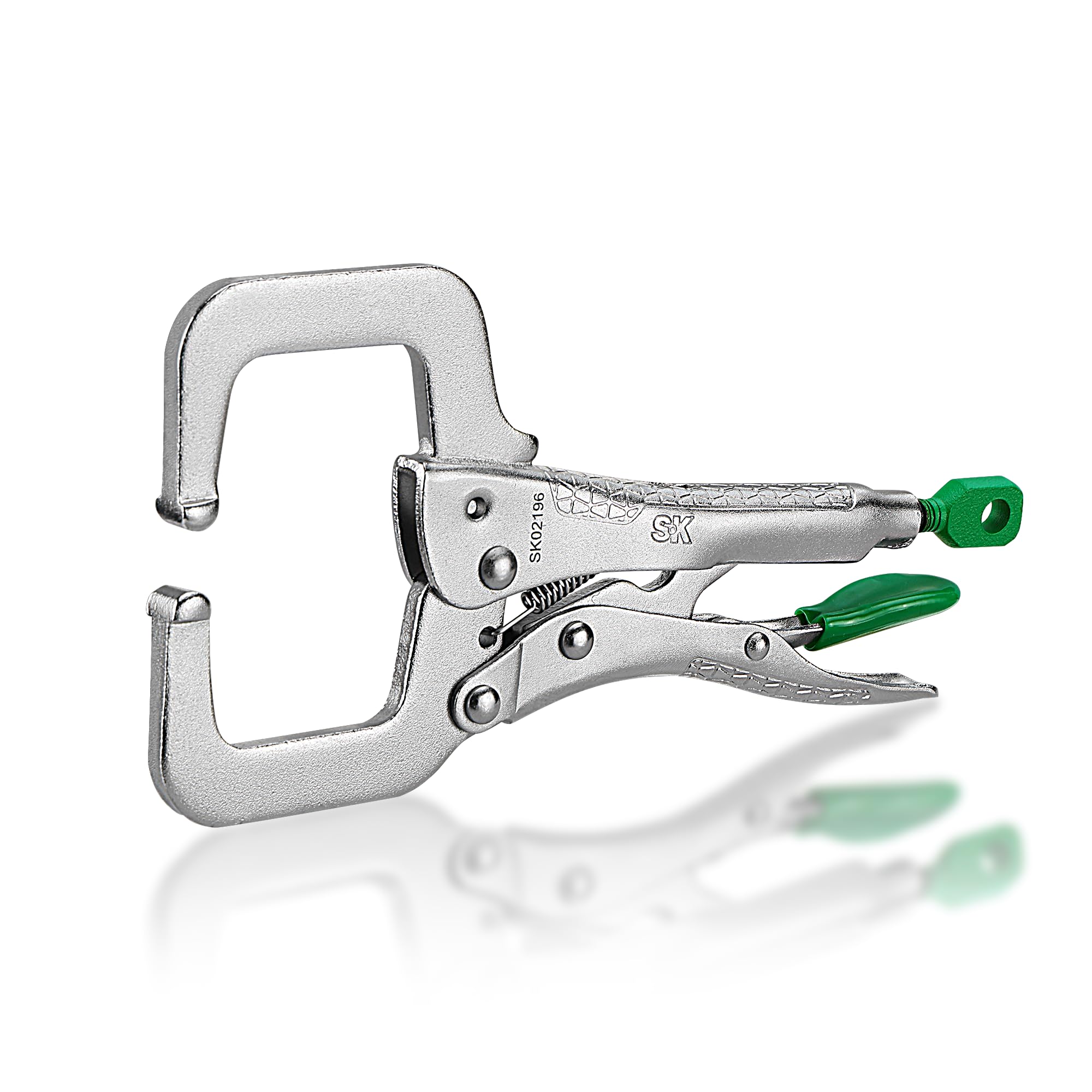 SK 6in C-Clamp Locking Pliers with regular jaws offer reliable grip for varied shapes.