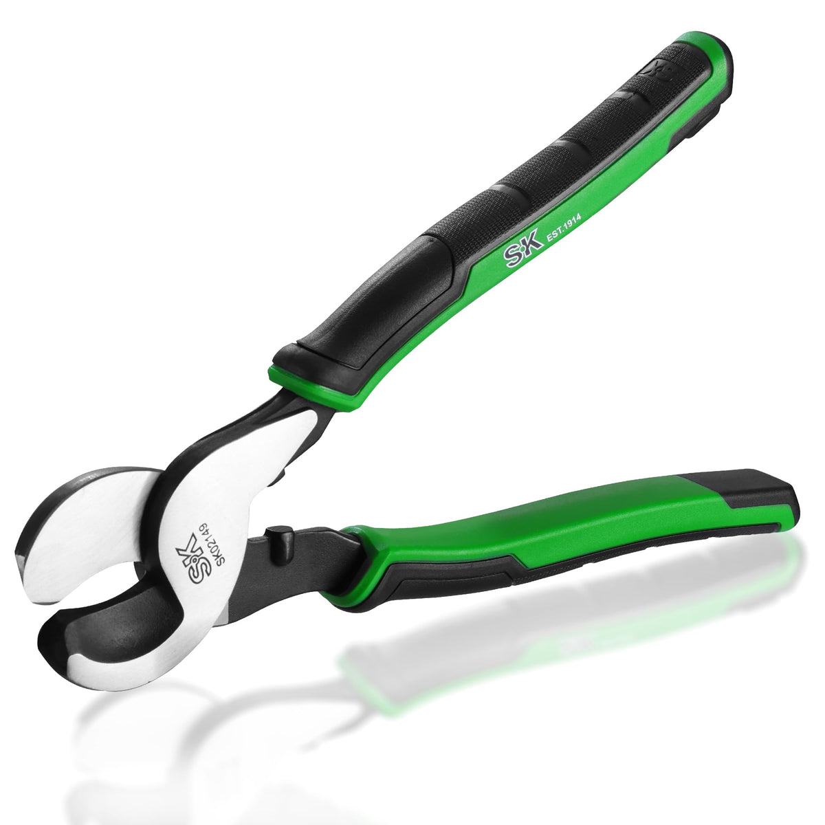 SK 9.5-inch cable cutter with knurled handles for secure grip during tough cuts.
