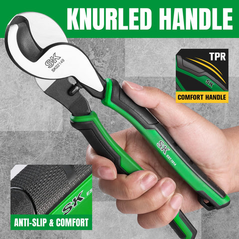 Shear jaws and through-hardened blade maintain precise, clean cuts.