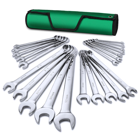 SK Combination Wrench Set with rolling pouch for organized storage