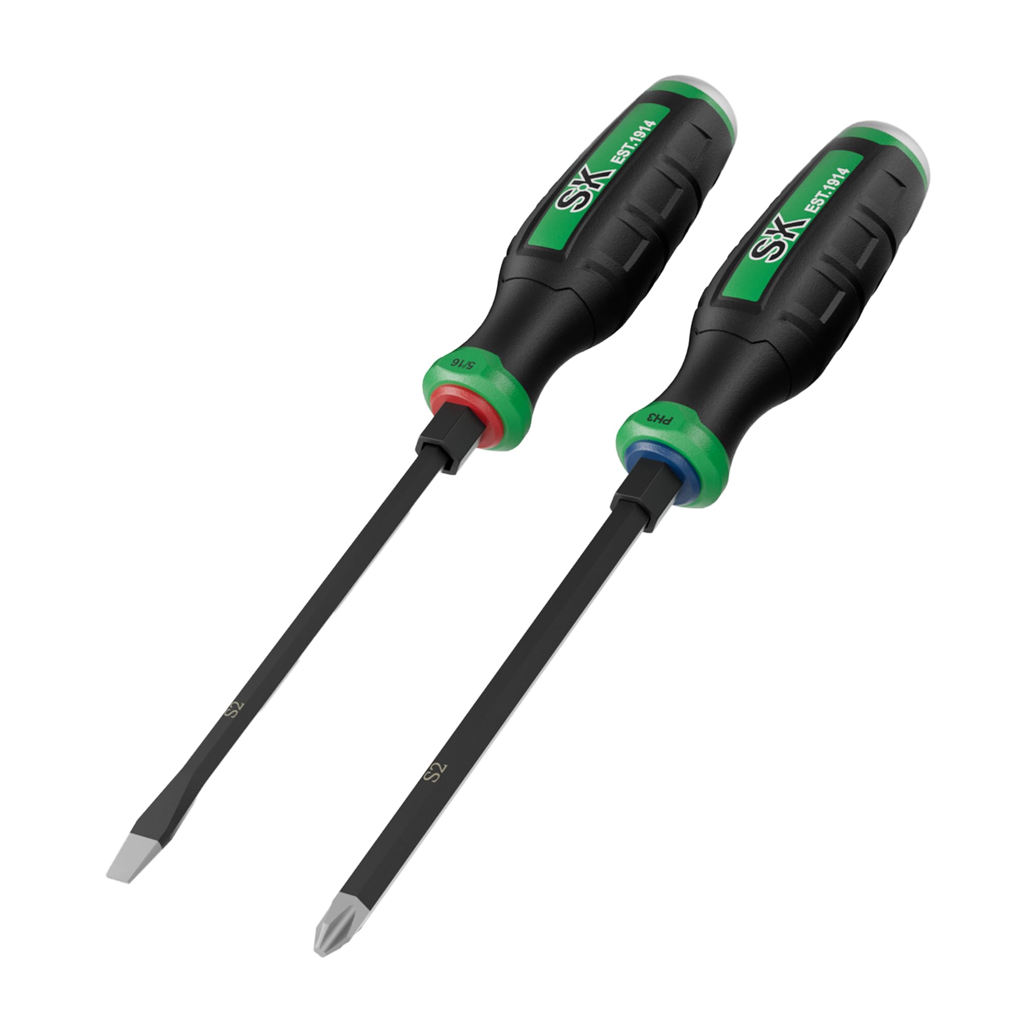 SK 2-Piece Demolition Screwdriver Set with slotted and Phillips tips for high-torque projects.