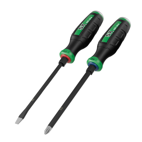 SK 2-Piece Demolition Screwdriver Set with slotted and Phillips tips for high-torque projects.