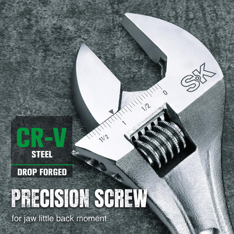 SK exclusive X-frame design wrench highlighted as lightweight and sturdy.