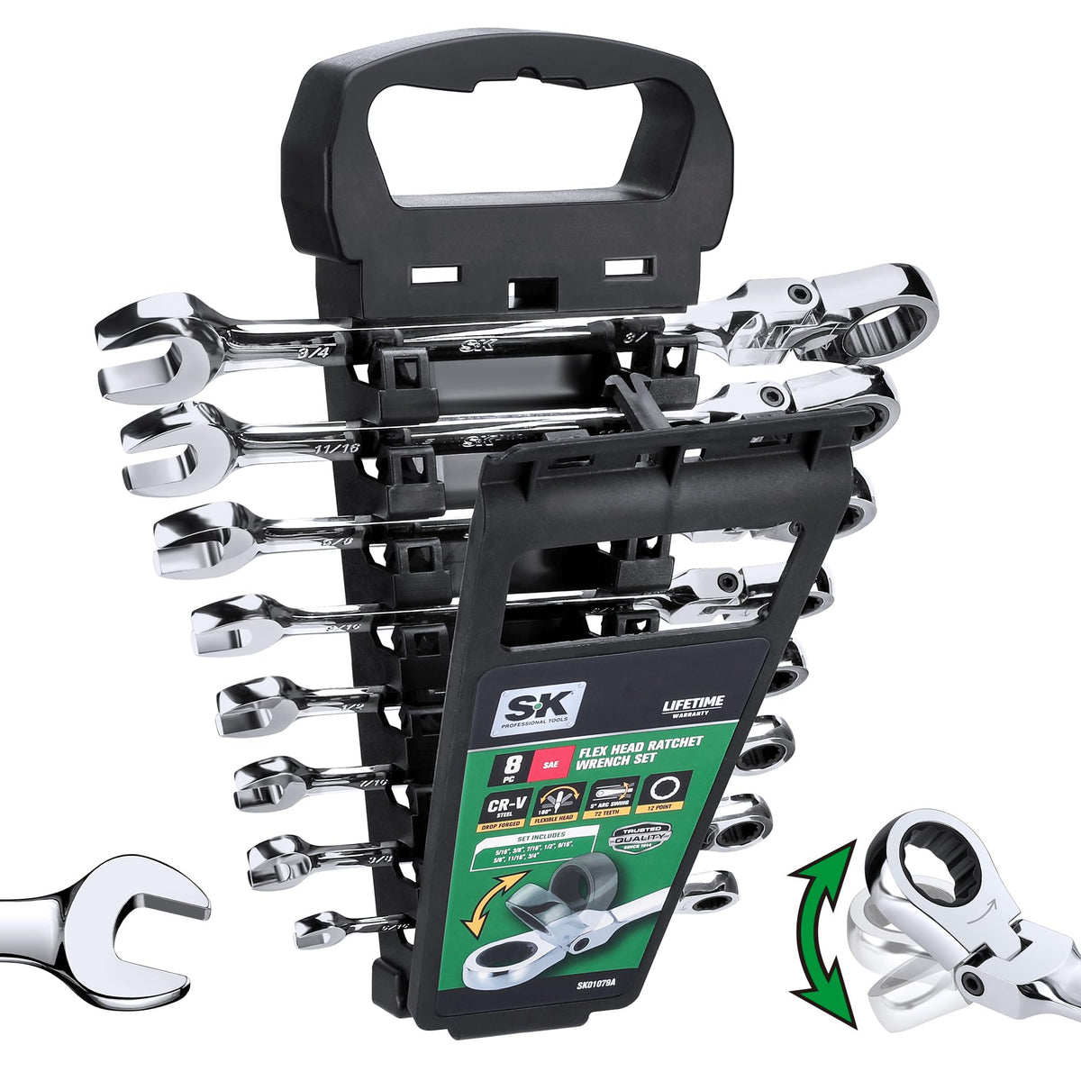 SK Flex-Head wrench set side profile for tight-space access