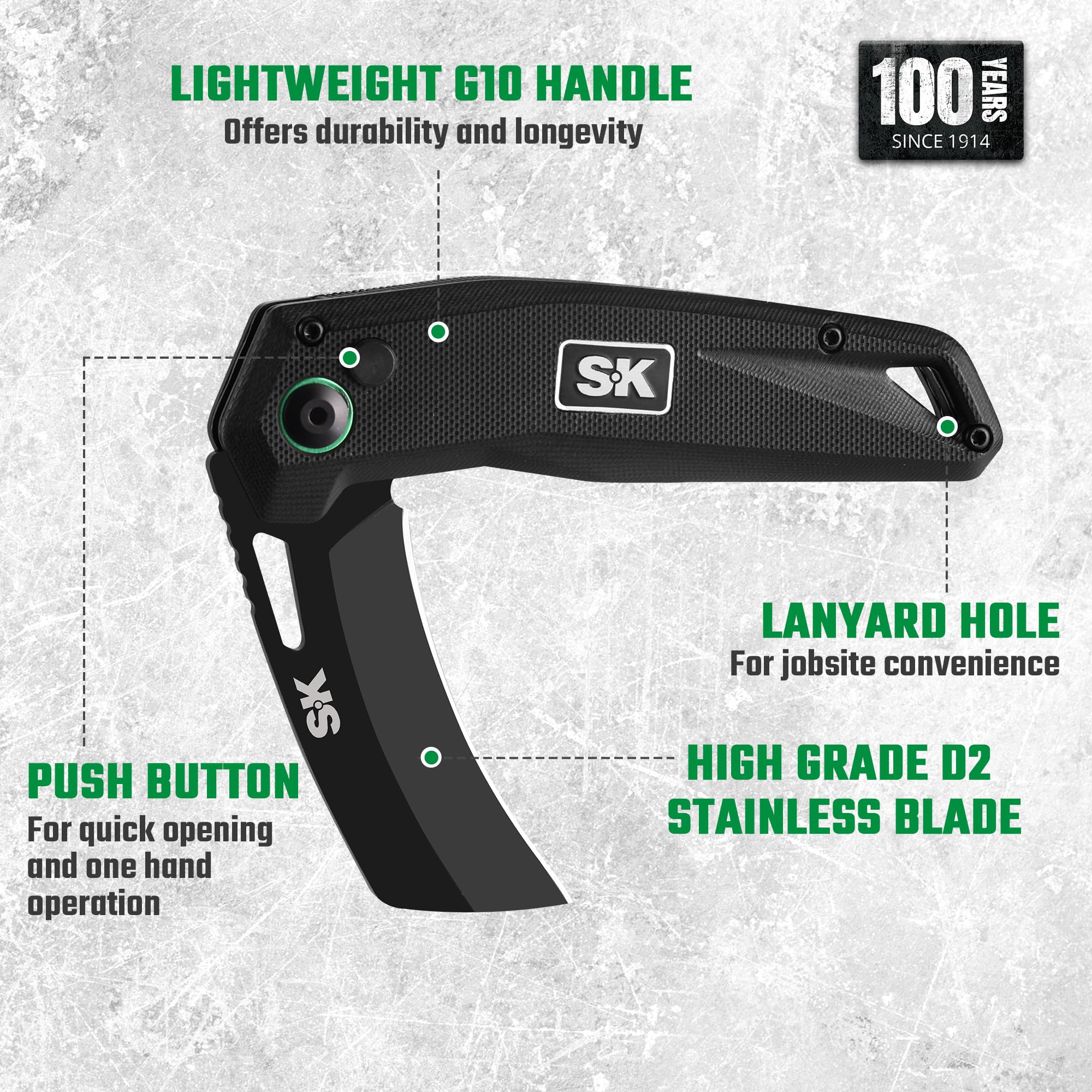 SK Hawkbill knife belt clip enables pocket carry