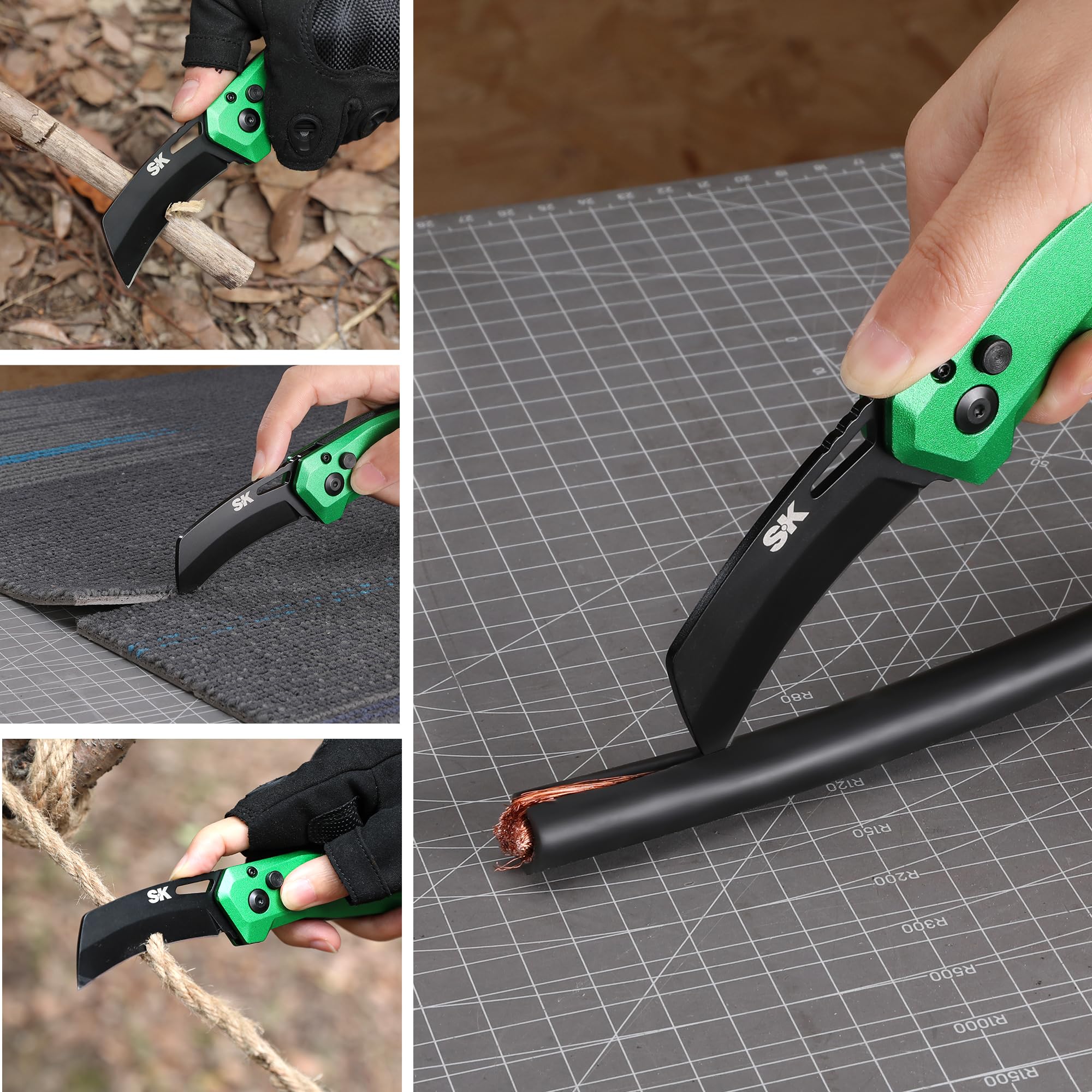 SK Hawkbill includes belt clip and lanyard hole for secure carry.