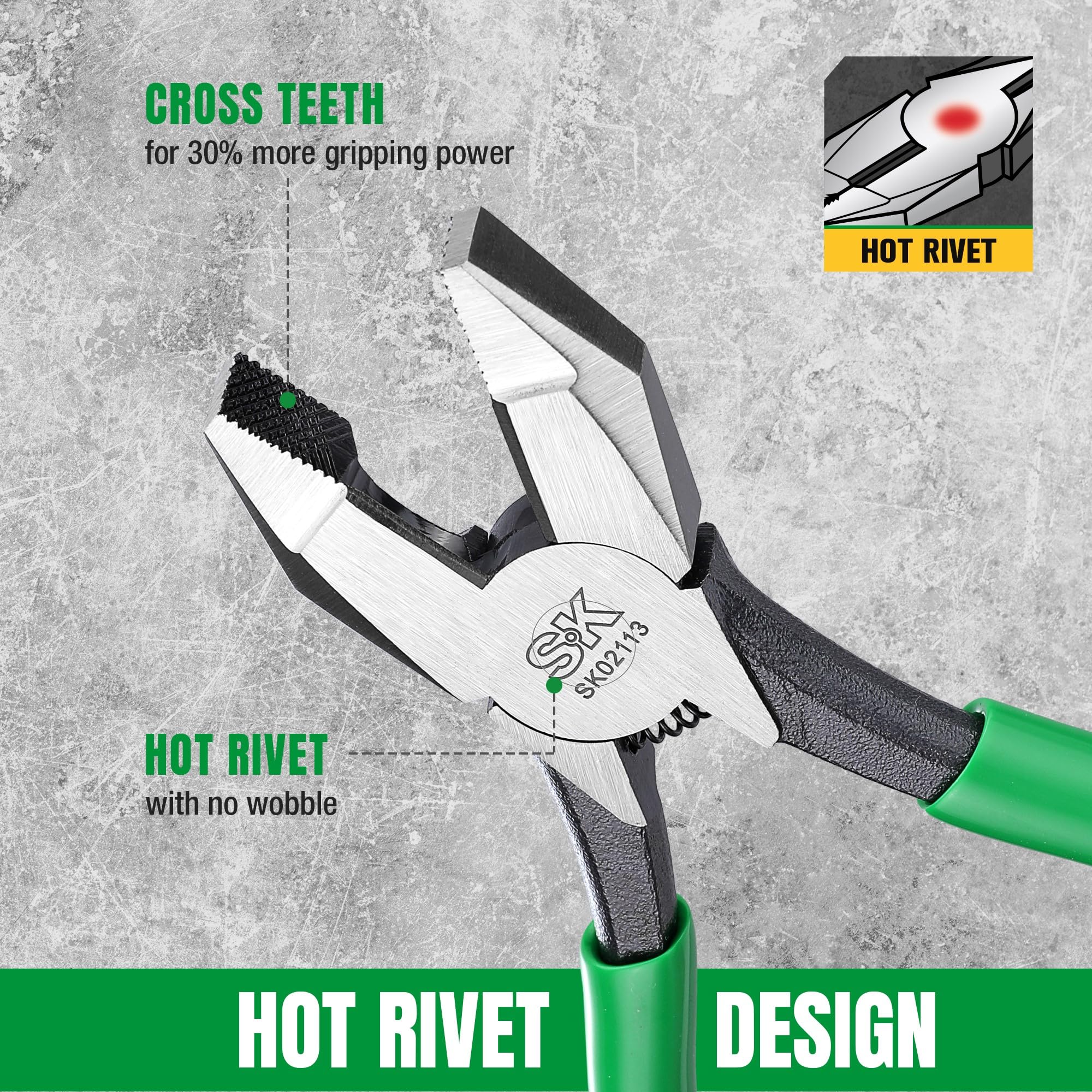 SK 9-inch ironworker pliers laser-hardened edges stay sharp longer