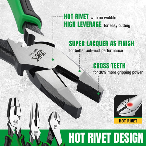 SK 8-inch long nose pliers close-up showing precision tip for small parts