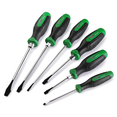 SK 6-Piece Slotted Screwdriver Set with magnetic tip keeps screws in place