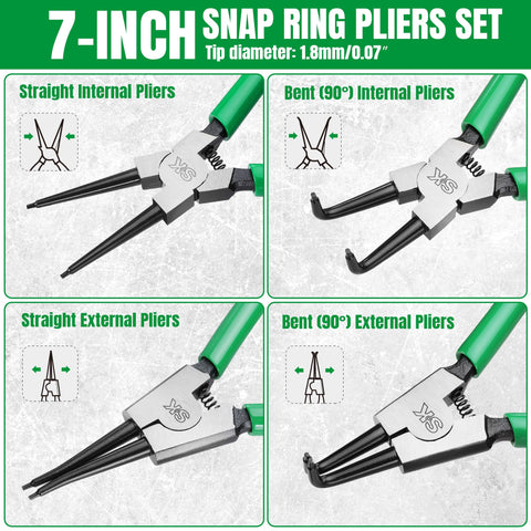 SK Snap Ring Pliers set with straight external jaws provide secure outer ring handling.