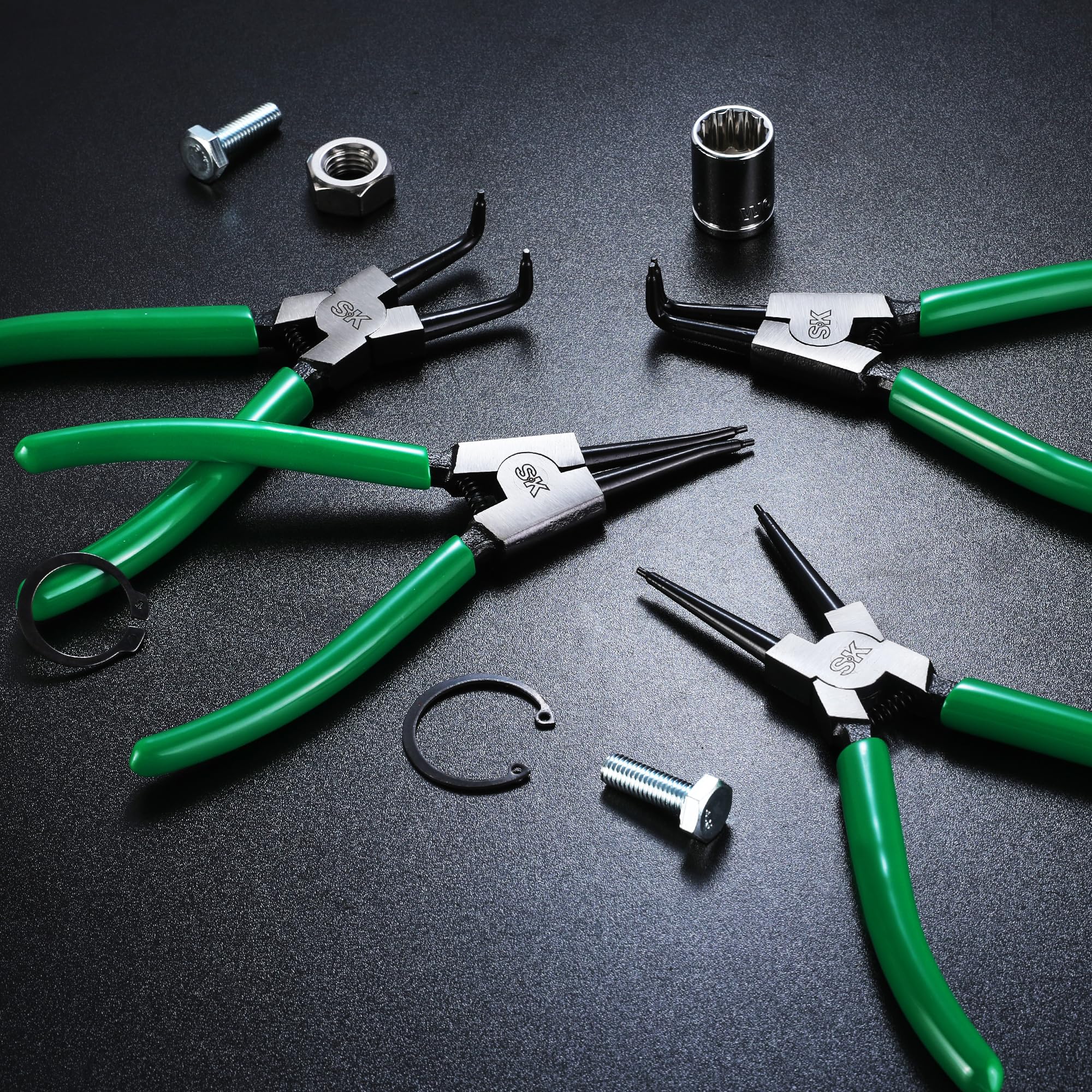 SK spring-loaded design supports one-handed operation for quick work.