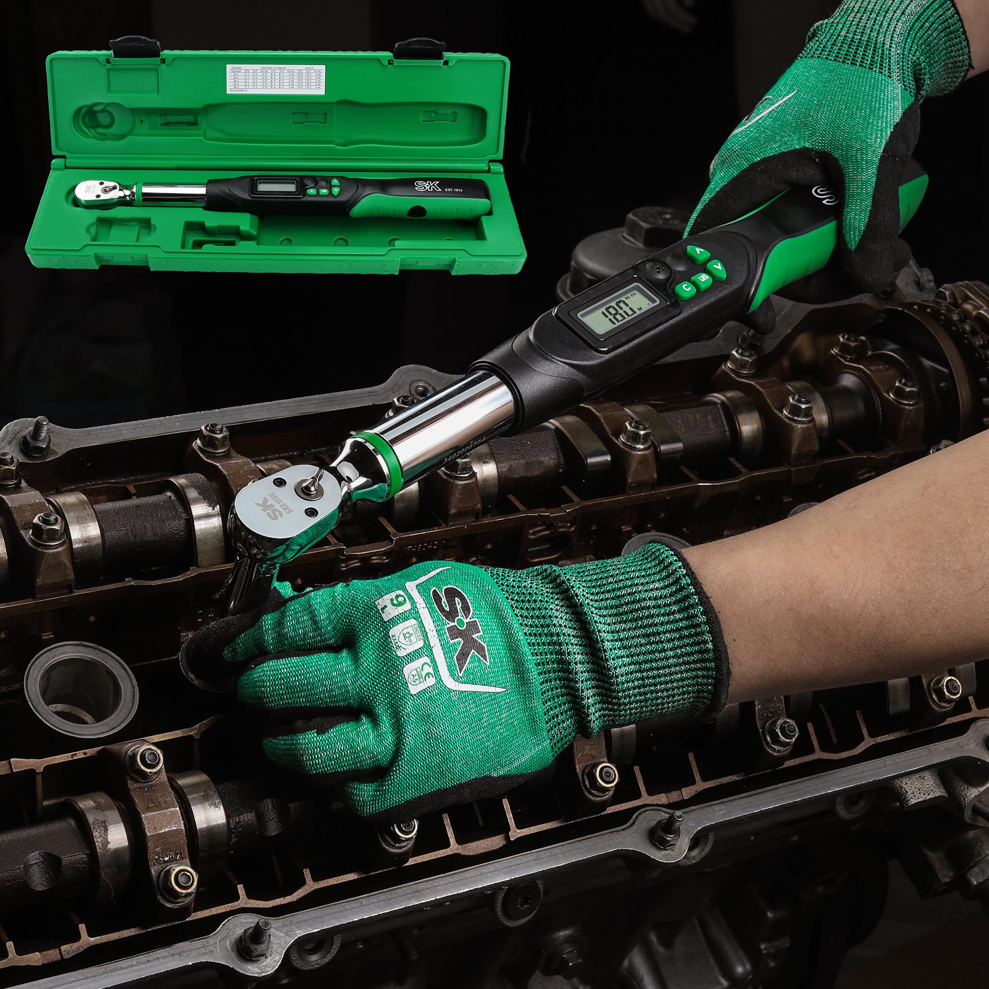 SK torque wrench arrives with two AA batteries for immediate use.