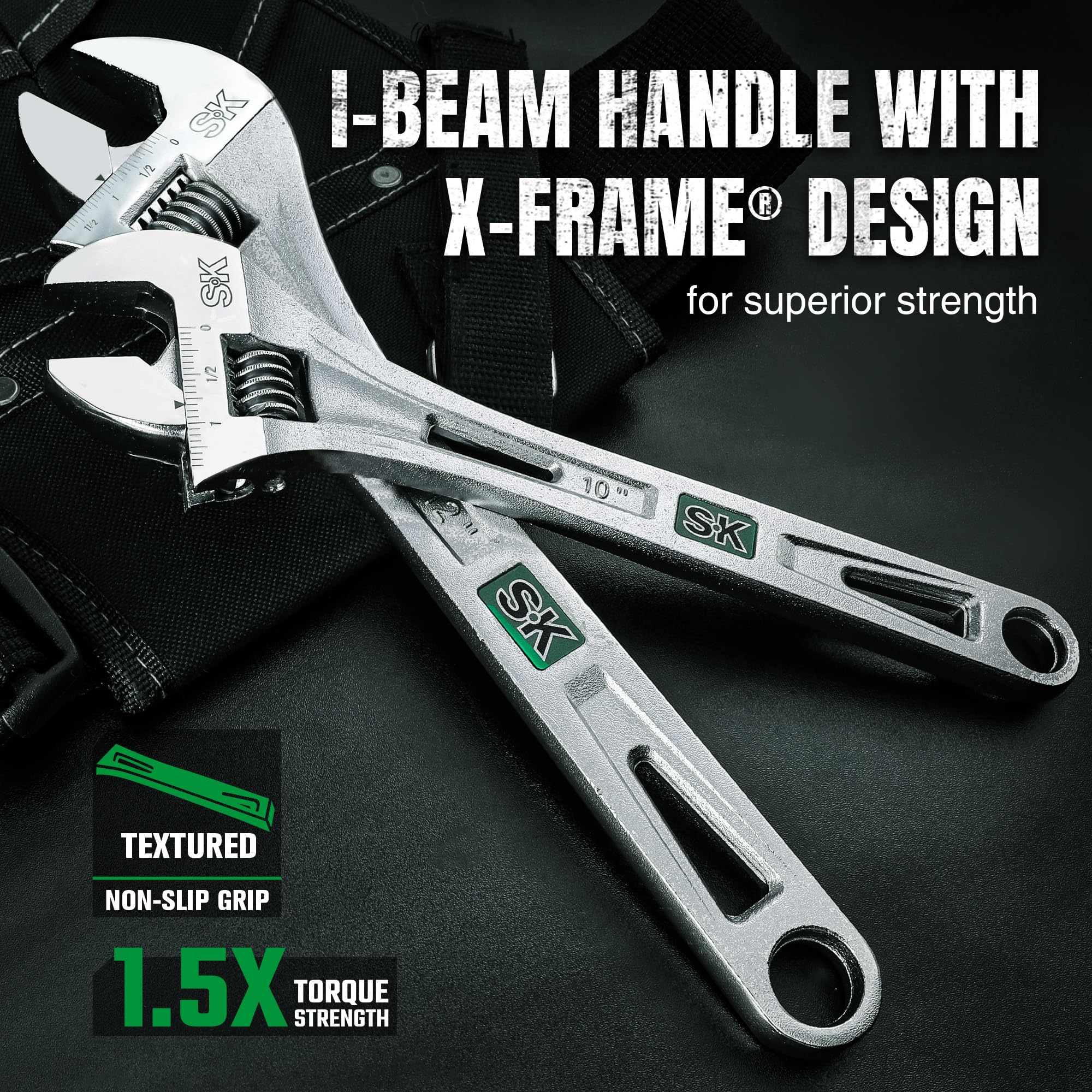 SK wrench end features a round hook hole for easy storage.