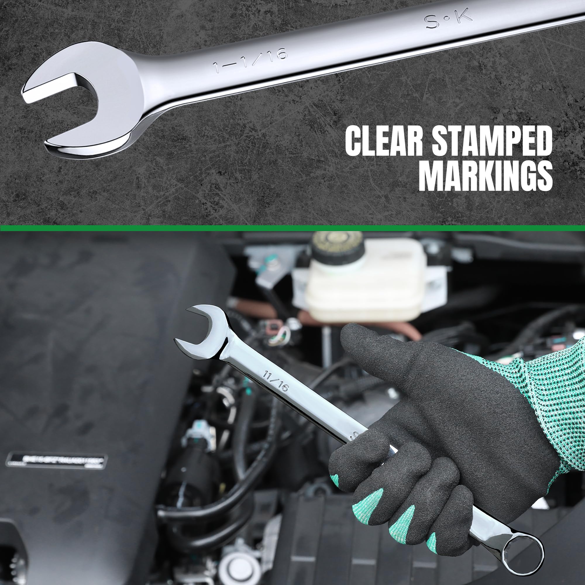 Premium chrome vanadium steel construction ensures strength and long life.