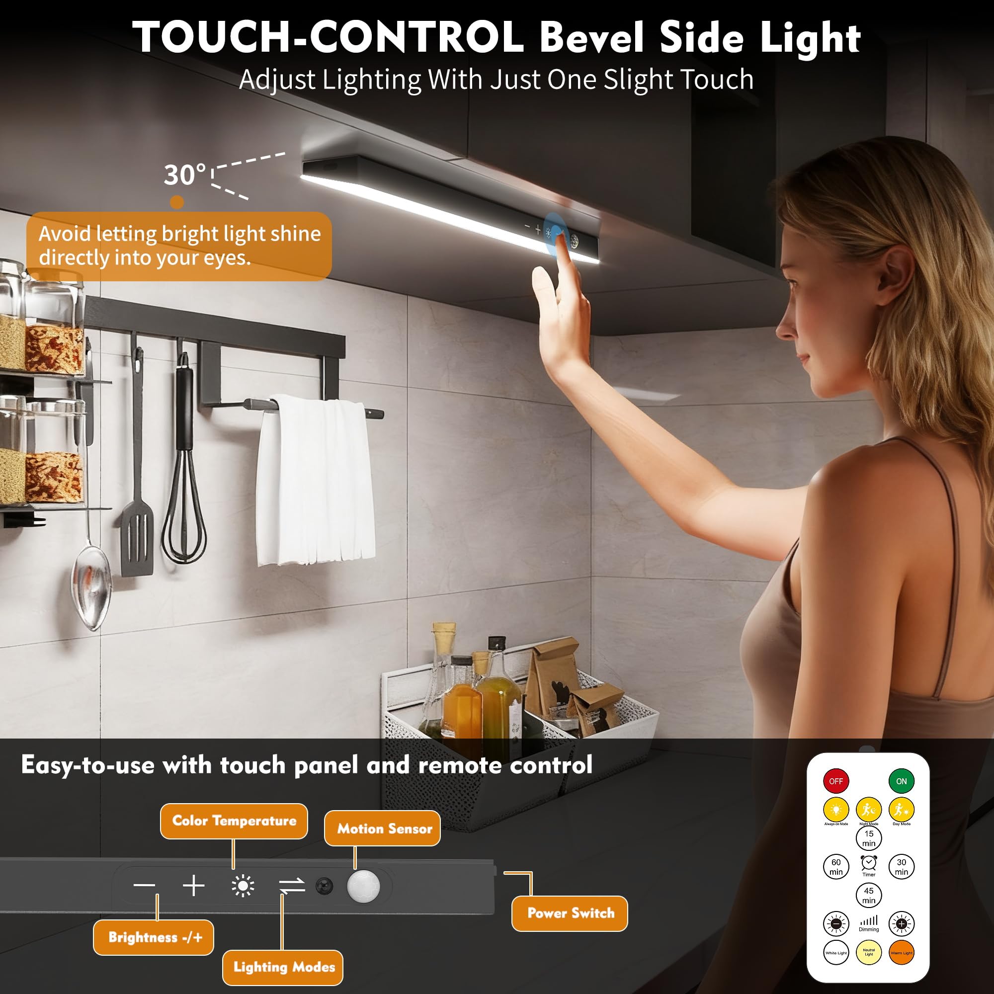 Skairipa 3Pack under-cabinet lighting with 4000mAh battery for long-lasting use.