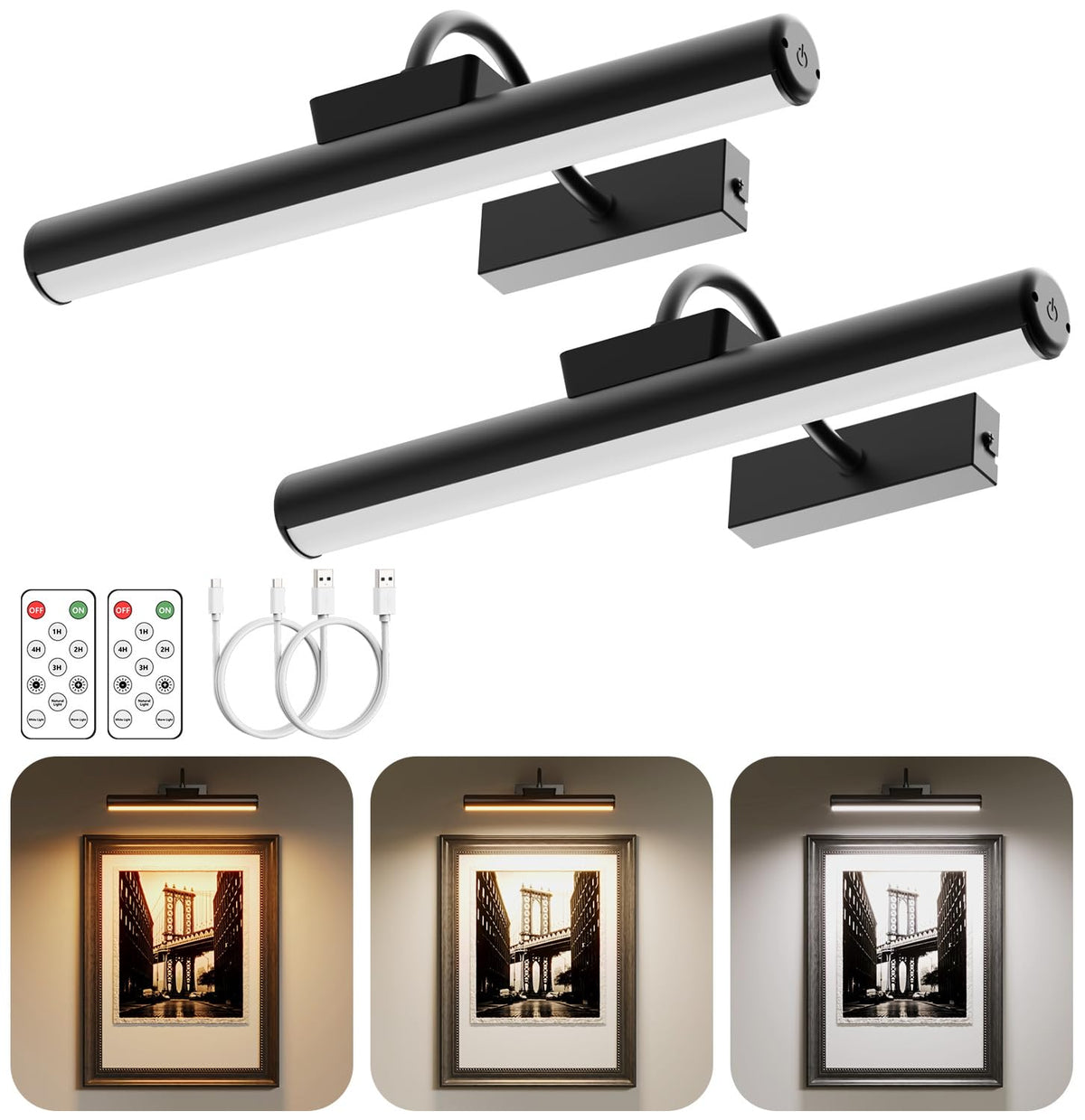 Skairipa battery-operated picture light with remote illuminates framed art effortlessly