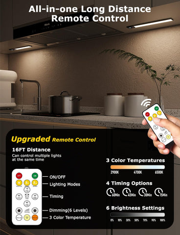 Skairipa four-pack wireless under-cabinet lights delivering seamless kitchen illumination
