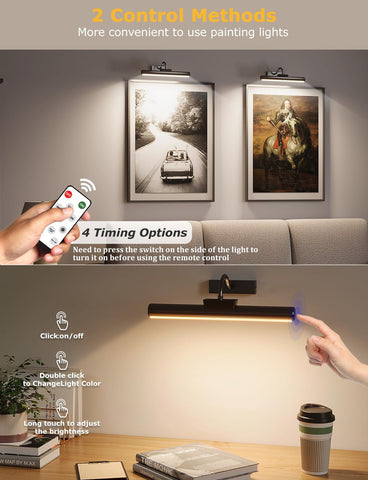 Skairipa picture light with remote and 4 brightness levels and timer