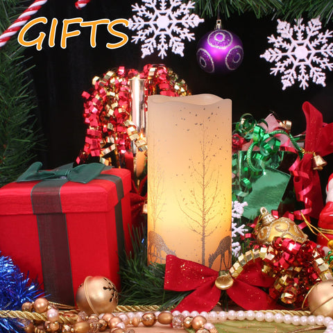 Skairipa forest deer decal candles add festive charm to Christmas table settings.