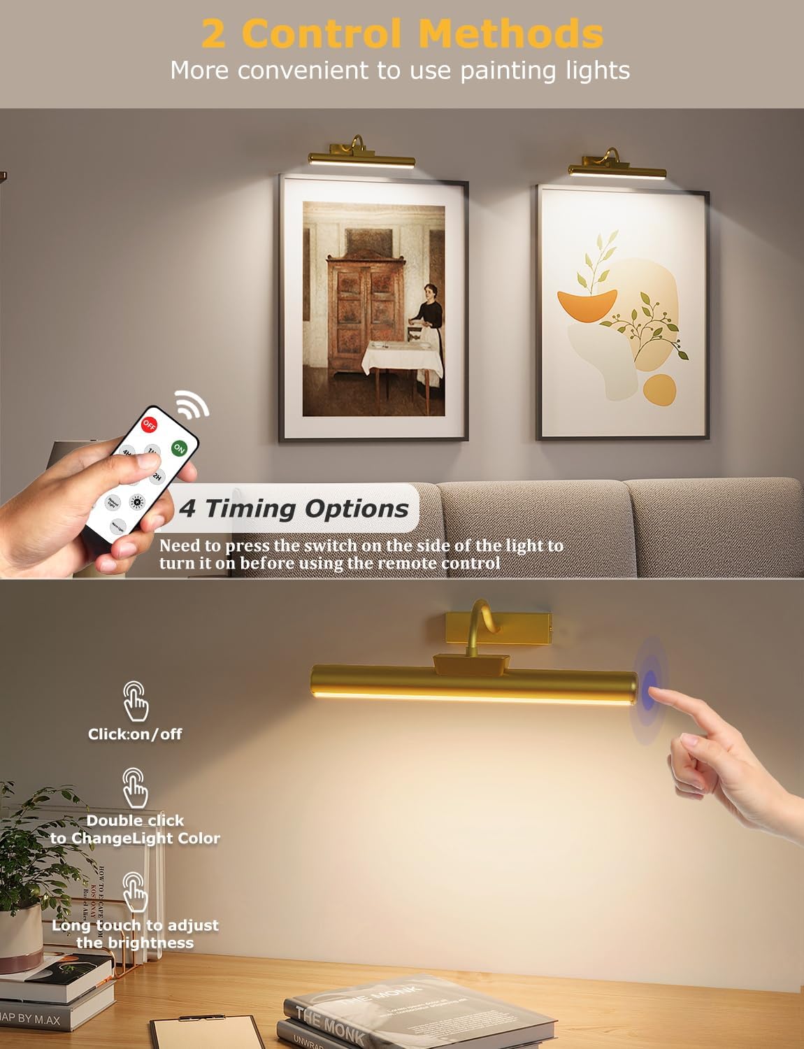 Skairipa 180 degree rotatable light head highlights paintings from any angle