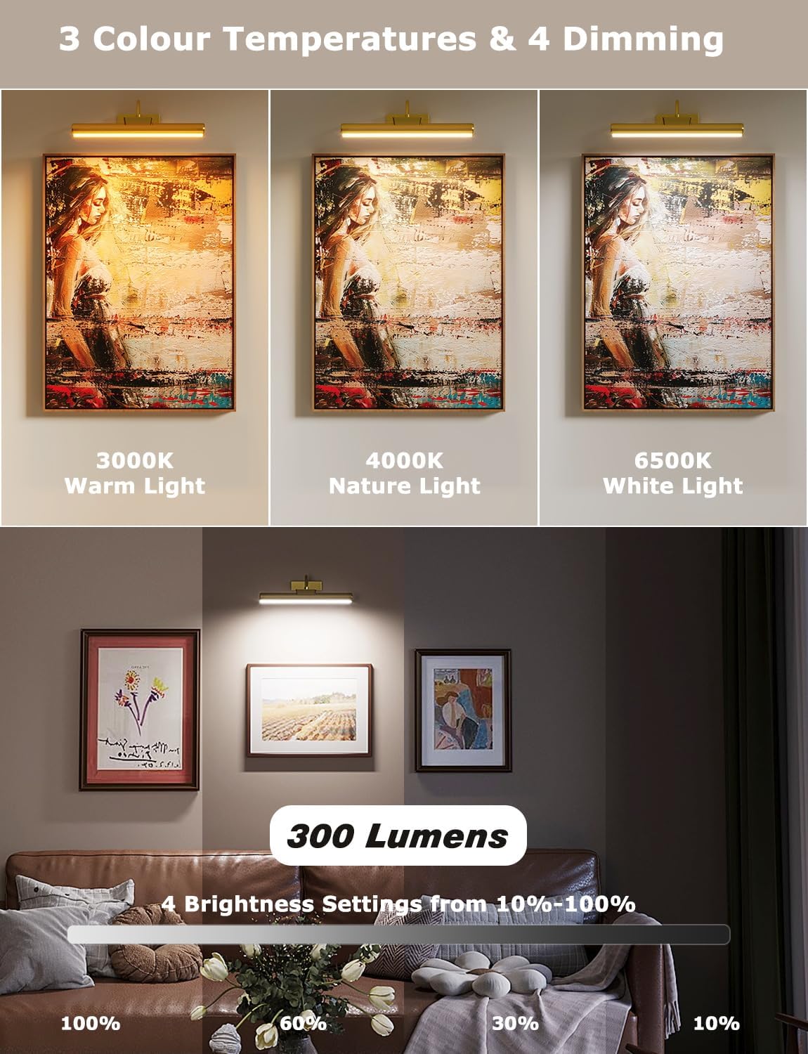 Skairipa battery operated art light with remote control for easy positioning