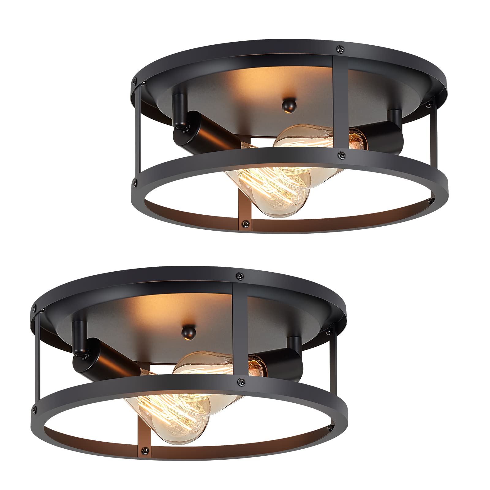 SKEJAO 13 inch black flush mount ceiling light in a modern kitchen setting