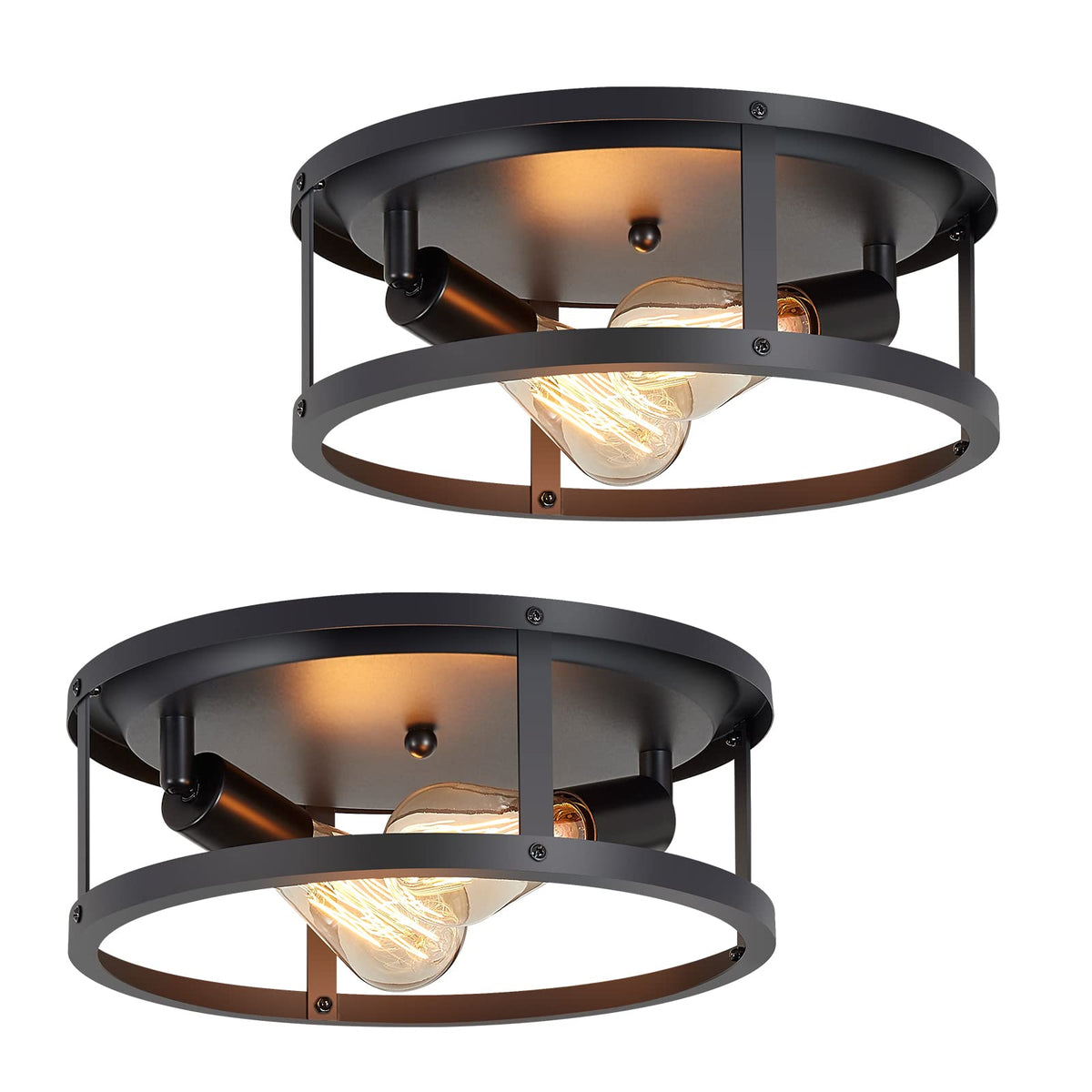 SKEJAO 13 inch black flush mount ceiling light in a modern kitchen setting