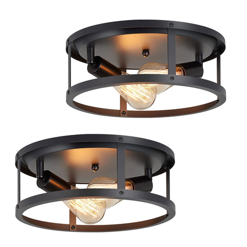 SKEJAO 13 inch black flush mount ceiling light in a modern kitchen setting