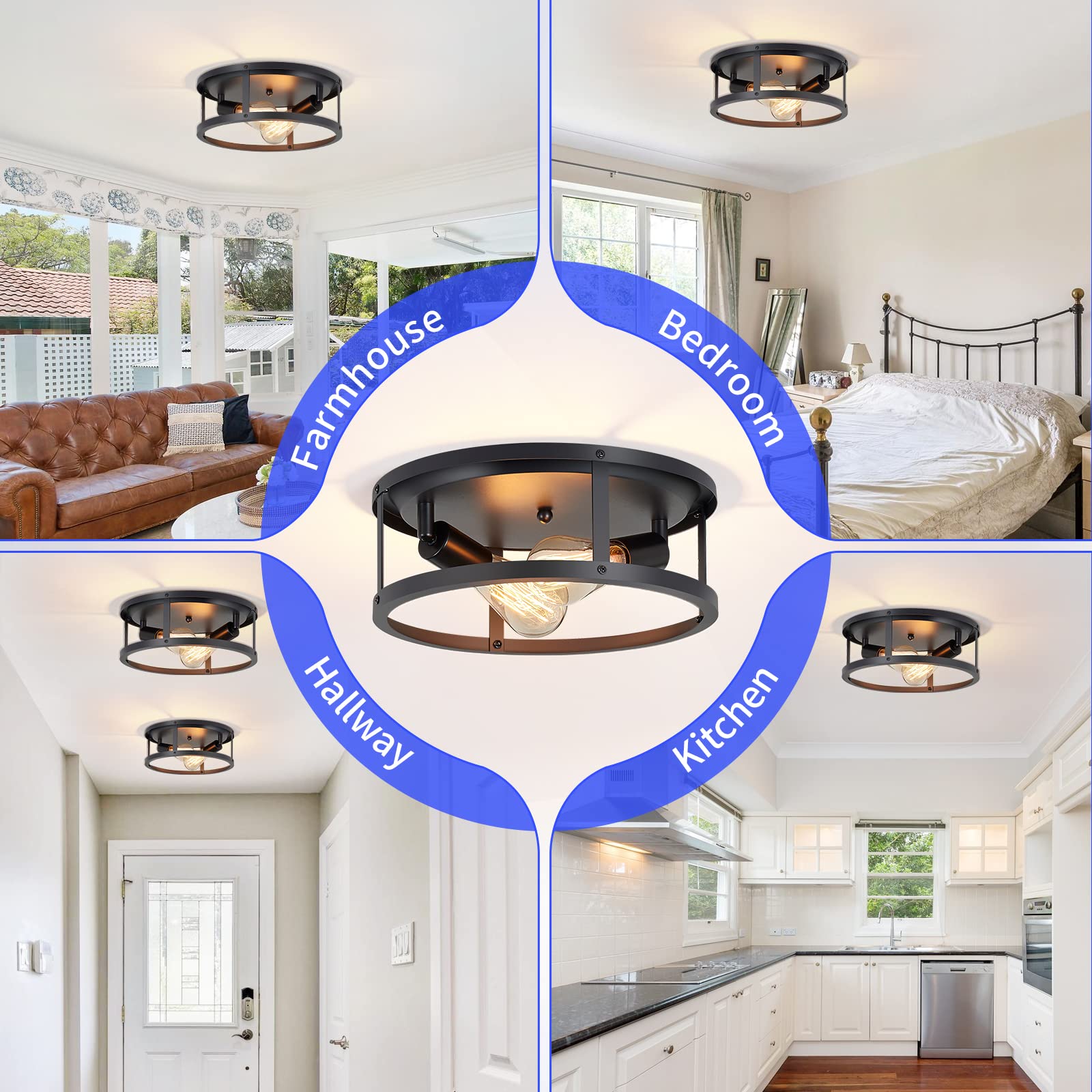 SKEJAO two light ceiling fixture suited for kitchen, foyer, and bedroom