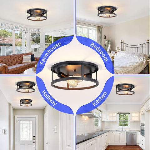 SKEJAO two light ceiling fixture suited for kitchen, foyer, and bedroom
