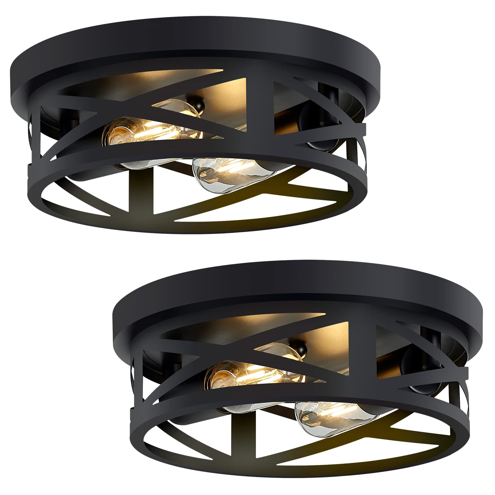 SKEJAO 2-light black flush mount hallway fixture ideal for bright corridors.