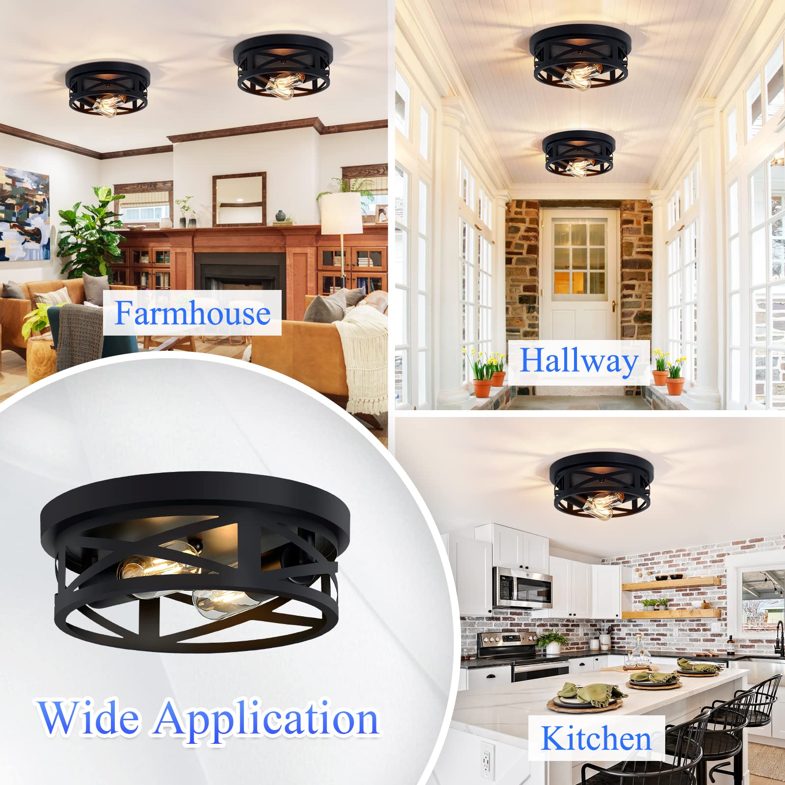 SKEJAO hallway light fixture in black with durable metal for long-lasting use.