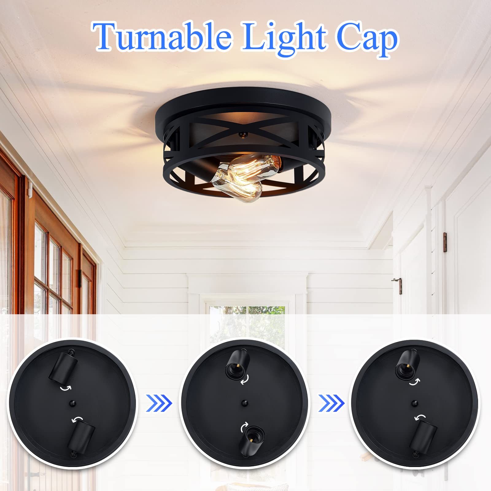 SKEJAO kitchen and bathroom light black flush mount for versatile spaces.