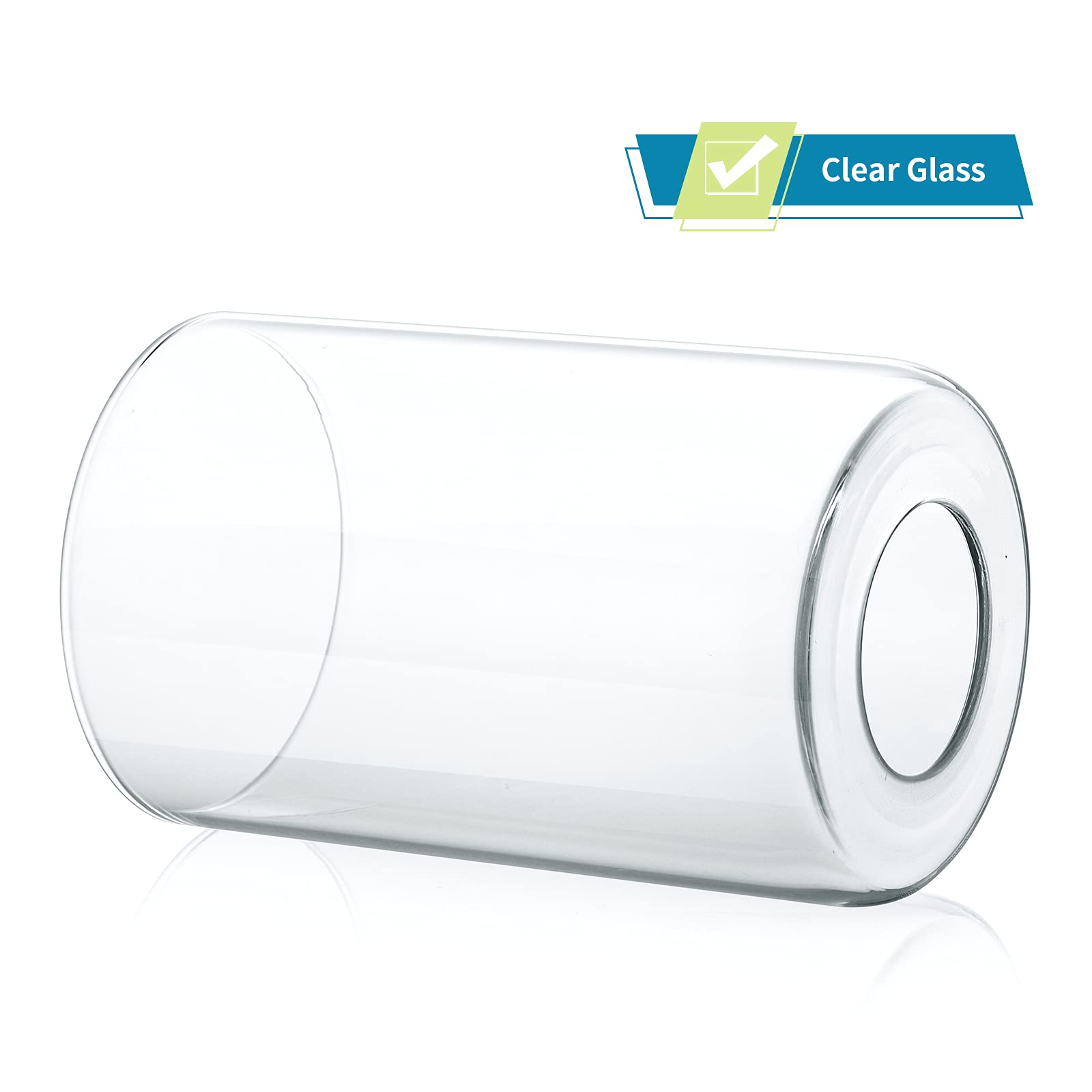 Skelang clear glass shade, cylindrical silhouette, ideal replacement for chandeliers and pendant fixtures