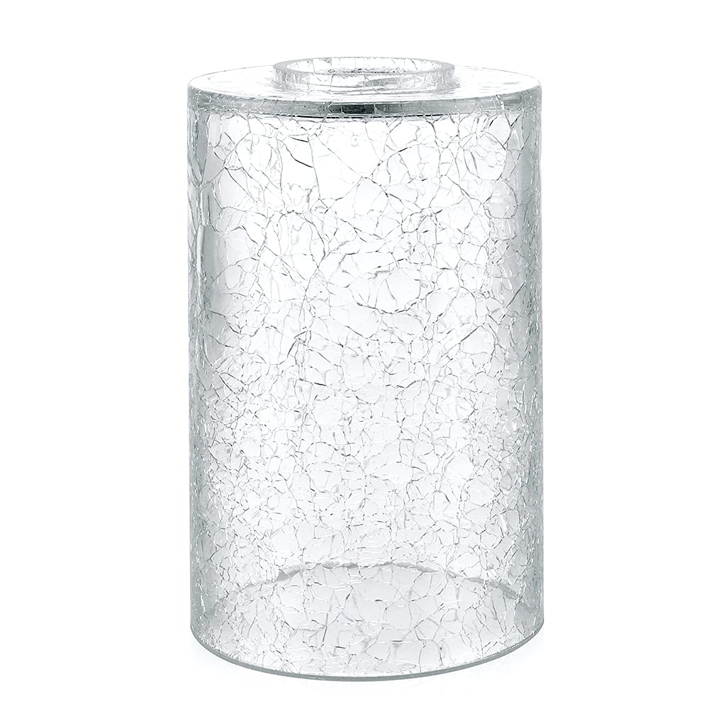 Skelang crackle glass lamp shade 4in diameter creates sparkling ceiling reflections.