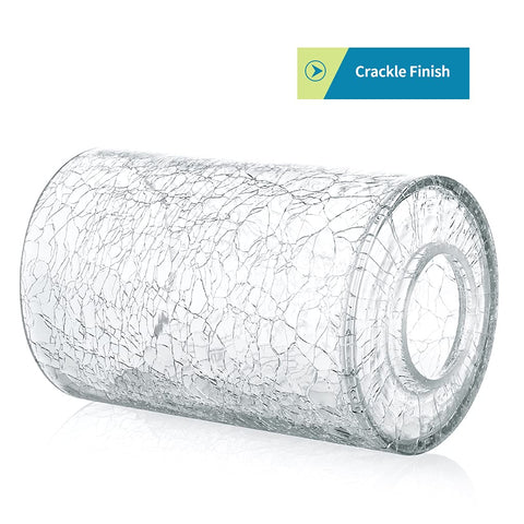 Skelang crackle shade fits E26 ring fixtures for easy, secure replacement.