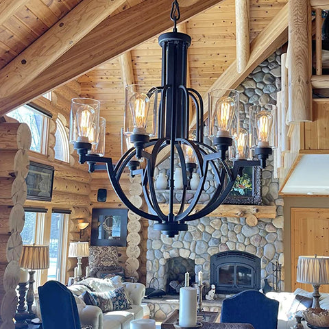 Skelang minimalist shade, easy install; transforms fixtures with a modern, airy glass look
