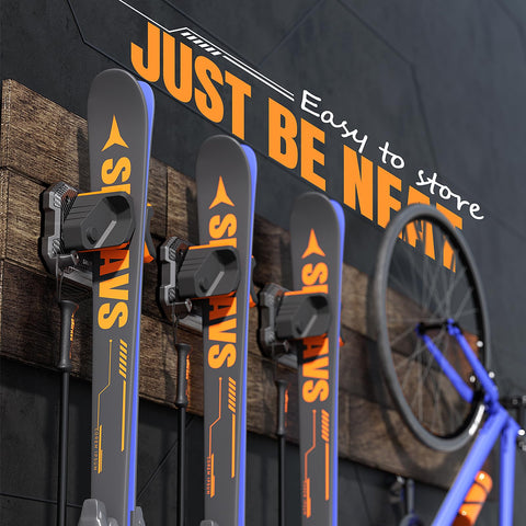 Skifavs ski wall mount with automatic locking keeps skis secure