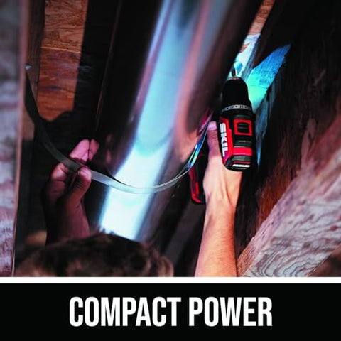 Skil 12V brushless drill with USB-C battery for easy charging.