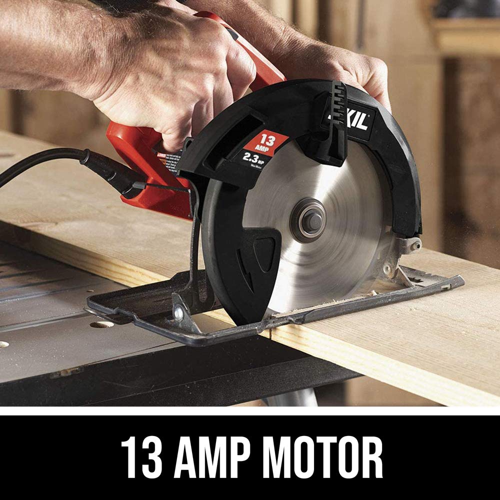 Skil 5080-01 circular saw dust blower clearing the line of cut