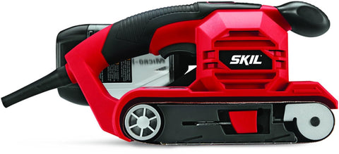 SKIL 7510 belt sander side view highlighting ergonomic handle and trigger access