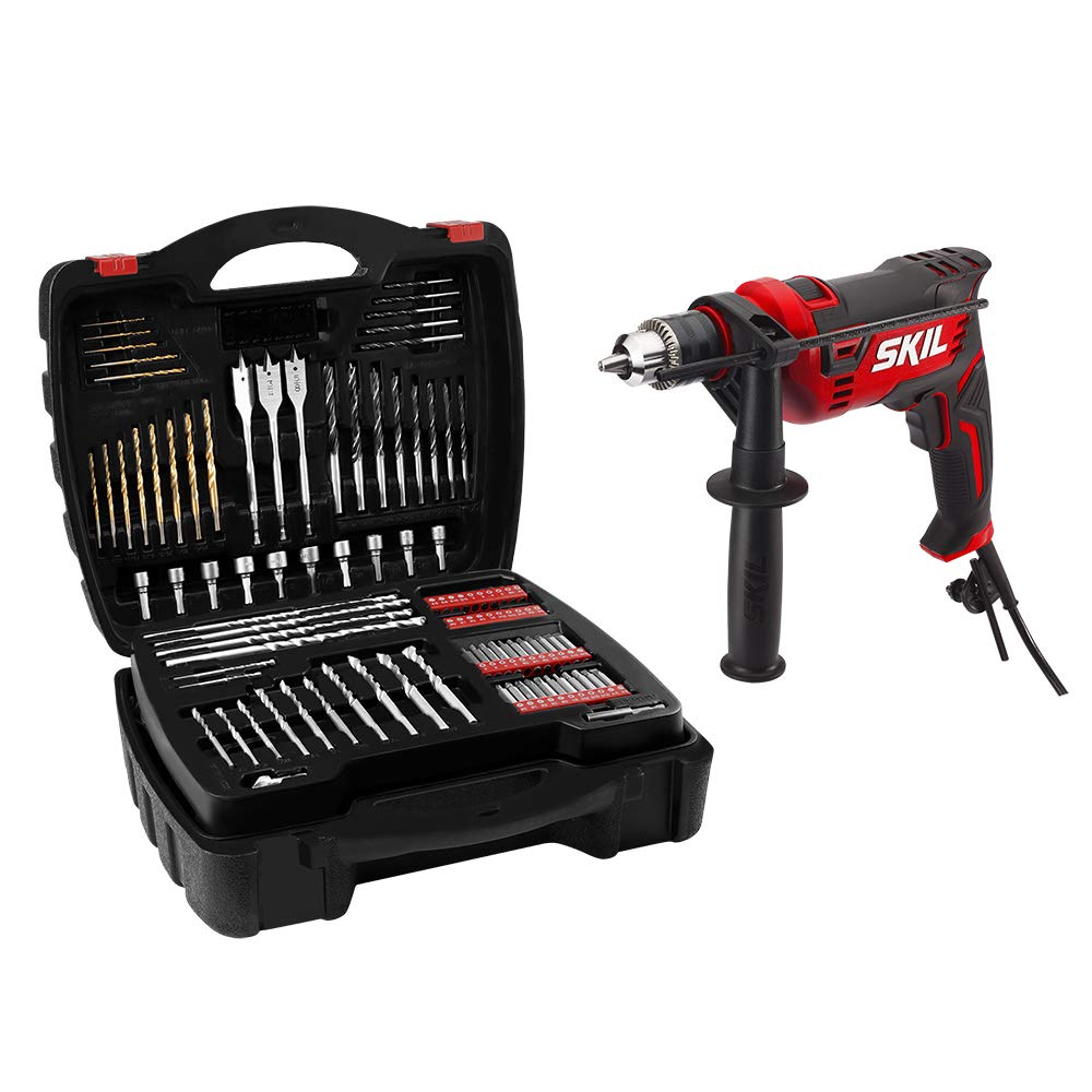 Skil hammer drill front view shows compact design for versatile DIY drilling.