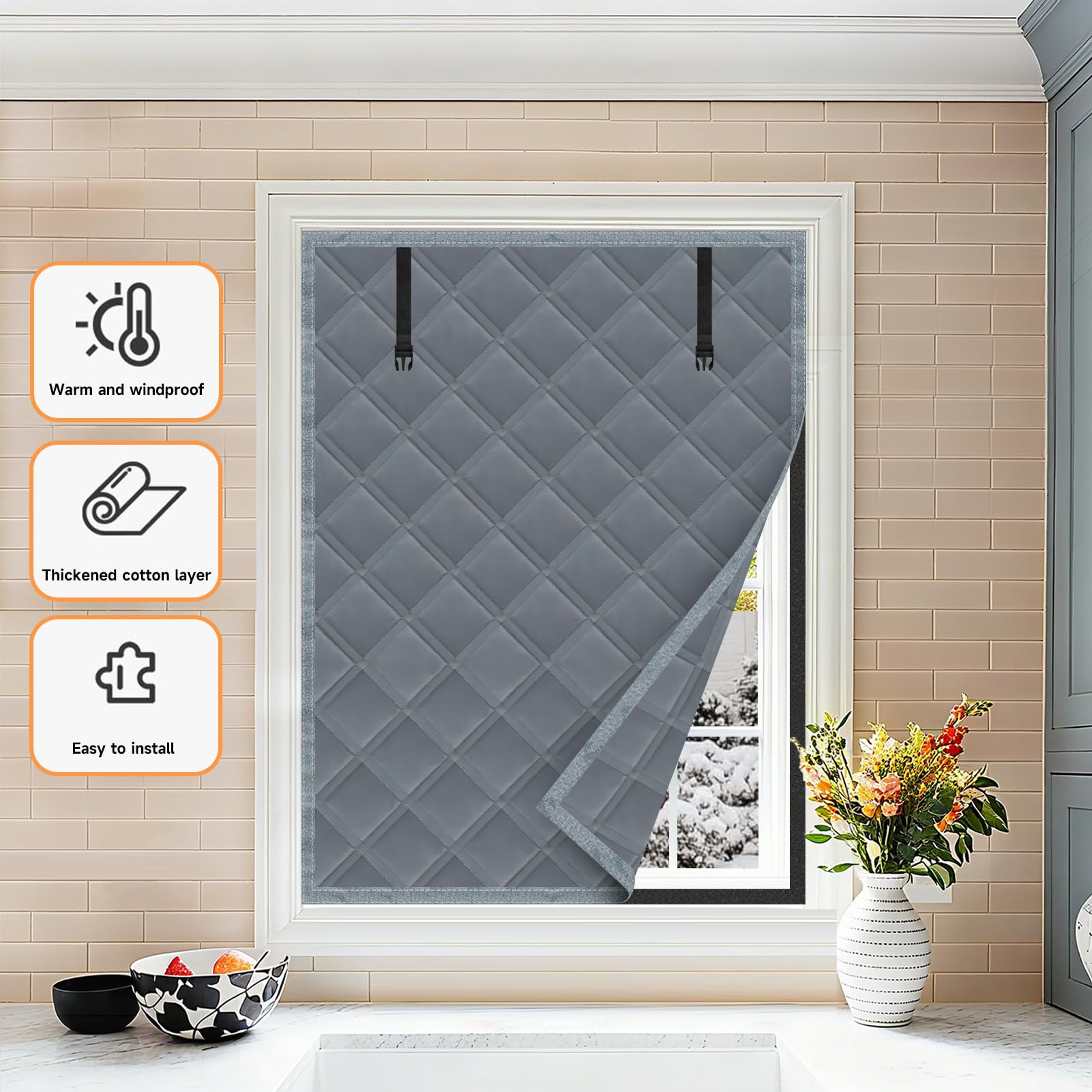 Skloopearg curtain fits windows up to 38x62 inches in grey