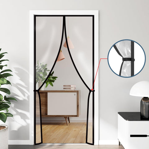 Skloopearg insulated curtain highlights magnetic closure for hands-free passage.